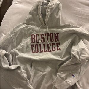 Champion Gray Hoodie with Maroon Boston College Print